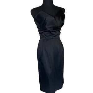 Vintage Little black Dress Tulip bodice‎ 
Satin 1950s Hollywood glam Pin up
